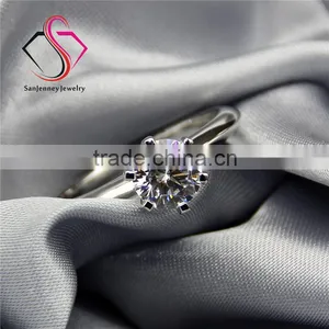 Round Cut Moissanite 6 Prong Solitaire 1 Carat 6.5mm Center 14k White Yellow Gold Diamond Engagement Ring thumbnail-4