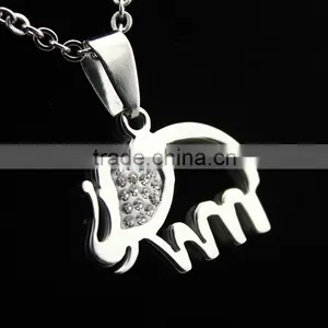 High Quality Stainless Steel Cute Elephant Necklace Diamond Elephant Pendant Necklace Wholesale thumbnail-3
