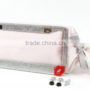 Hot Red Lip Bling Crystal Stainless Steel Rhinestone Plate Frame Accessory thumbnail-3