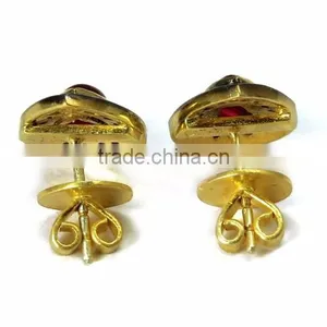 Cambridge !! Ruby & Diamond 925 Sterling Silver Earring, Studs SIlver Earring, 925 Sterling Silver Jewellery thumbnail-6