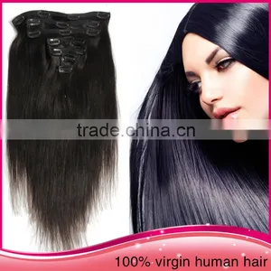 2015 Wholesale Price Clip in Hair Extensions Best Quality Remy Straight Clip In Hair Extension thumbnail-1