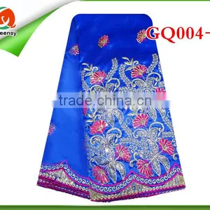 New Arrival African Lace Embroidery Fabric, African Beautiful High Quality George In Royal Blue GQ004 thumbnail-1