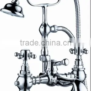 Deck-mount Classic Bathroom Brass Faucet With Ceramic Handles thumbnail-1