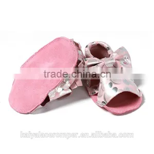 Glitter Dot Baby Moccasins,Toddler Leather Moccasins Fringe Bow Baby Booties Shoes thumbnail-3