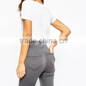 2015 New Fashion Super Distressed Womens Jeggings in Ice Grey Wash thumbnail-2