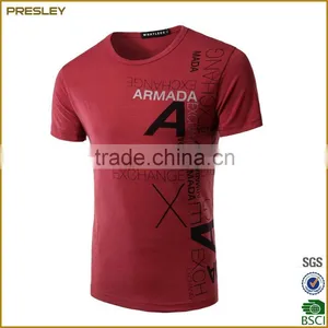 2016 Hot Sell Men's Presrhinked 180gsm Single Jersey Cotton 100% T-Shirts With Silkscree Printing For Promotion thumbnail-3