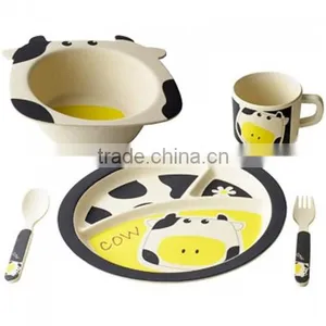 Eco-friendly Kids Dinnerware Set- Cow Design thumbnail-1