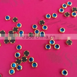 500pcs 3mm Glass Gems Stone Nail Jewelry With Gold Metal Ring thumbnail-3