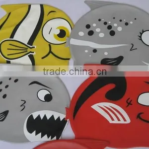 Women Men Kid Fish Shark Cartoon Design Silicone Shark Swimming Caps thumbnail-3