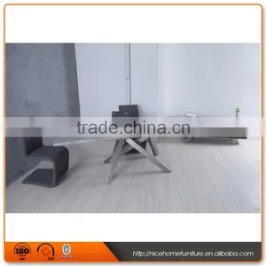 Latest Designs Stainless Steel Marble Wooden Dining Table and Leather Chair thumbnail-1