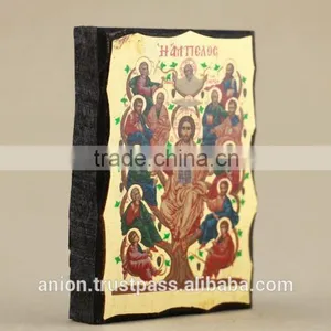 Greek & Russian Orthodox Wooden Icon. Jesus and 12 Disciples. thumbnail-4