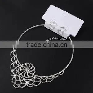 Ladies Bridal Necklace Set Flower Diamond Earring Wholesale Wedding Accessories thumbnail-6