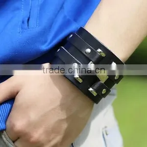 Hot Unisex Men Womens Wide Leather Belt Bracelet Wristband Bangle Jewelry Party thumbnail-5