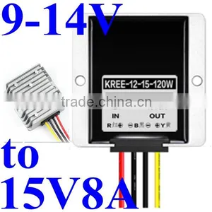 Waterproof 13.8v 12v to 15v Voltage Regulator 8A 120w Car Power Conversion Supply Module Anti-shock With Aluminum Housing thumbnail-1