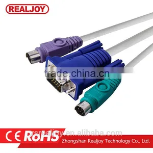 0.86 3 Parallel 1.5m Factory Price Beige Belge Vga to Mini Din Kvm Cable thumbnail-1