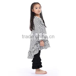 Online Wholesale Children's Boutique 2 Pieces Sets Baby Girls Fashion Design White and Black Dot Ruffle Outfits thumbnail-3