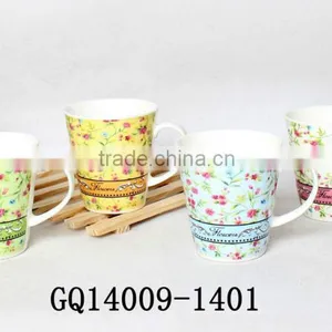 Dehua 10oz Fine Bone China Mug Coffee Mug With Handle and Decal Flower thumbnail-4