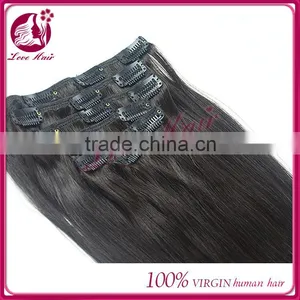 Highest Feedback Wholesale In Stock Straight Unprocessed 100% Chinese Hair Clips Hair Extensions thumbnail-1