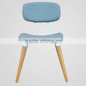 Blue Fabric Upholstered Dining Room Chair With Leather thumbnail-2