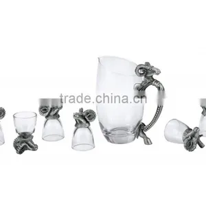 RORO New for 2015 Goat Year Unique Craft Liquor Glass Pewter Design Shot Glass Set thumbnail-1