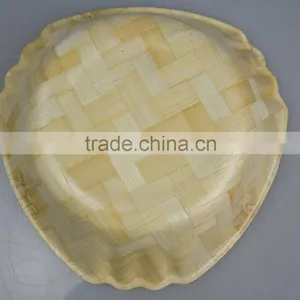 Retail No Normal Anomaly Triangle Color Painting Picture Handmade Bamboo Woven Wooden Salad Bowl Kitchen Tools thumbnail-3
