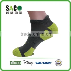 Fluorescence Green Free Terry Grey Low Cuff 4F Cotton Sports Socks thumbnail-1