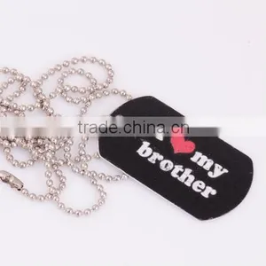 Black Light Flat Dog Tag "I Love Brother" Necklace For Family Gifts thumbnail-1