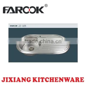 Round Single Bowl Stainless Steel Kitchen Sink With Drain Board thumbnail-1