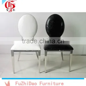 Stainless Steel Round Back Moderm Leather Dining Chair thumbnail-1