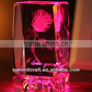 3d Laser Crystal Rose Wedding Gift Souvenir thumbnail-1