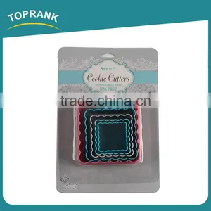 Toprank Colorful 5PCS Plastic Square Cookie Cutter Set,Cake Decorating Tools Fondant Cake Plunger Cutter thumbnail-1