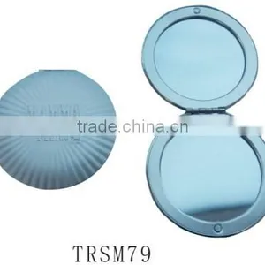 Folding Shell Design Metal Custom Logo Handheld Compact Mirror thumbnail-1