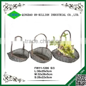 High Handle Wicker Woven Artificial Flower Basket Gift thumbnail-1