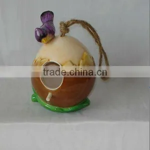 Wholesale Hanging Ceramic Bird House Figurine for Garden Ornament thumbnail-1