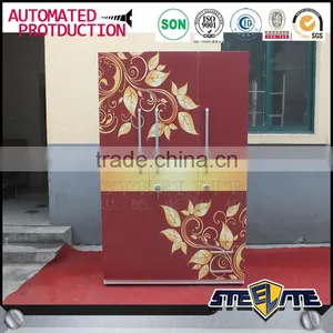 Indian Bedroom Wardrobe Designs 3 Door Steel Wardrobe Cabinet With Lock thumbnail-1