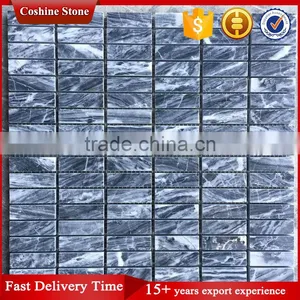Popular Polished Oblong Shape Carrara Dark Grey Marble Mosaic Tiles thumbnail-1