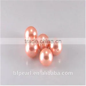 Wholesale Pink Half-drilled 10mm Round Shell Pearl Beads for Earrings or Pendent thumbnail-1