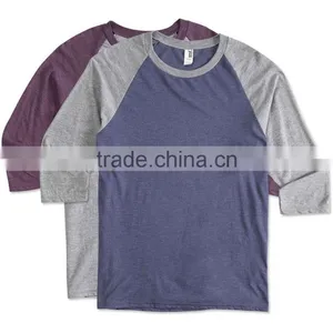 High Quality Custom Wholesale Tri-Blend Baseball Raglan T-shirts Sport T-shirts Cricket thumbnail-1