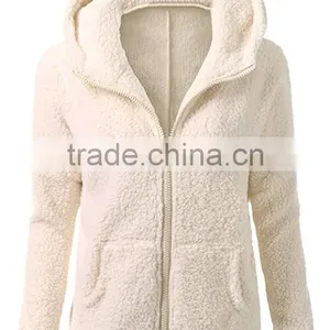 Women's Winter Autumn Clothing China Full Zip Lightweight Long Sleeve Zipper Up Teddy Sherpa Fleece Hoodie Sweatshirt Jackets thumbnail-3