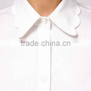 China Supplier OEM ODM 2015 Customized Long Sleeve New Fashion Scallop Collar White Shirt thumbnail-3