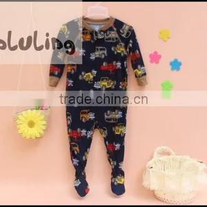 TinaLuLing 100% Cotton Wholesale Baby Winter Footed Pajamas Boys Car Design One Piece Pajamas thumbnail-1