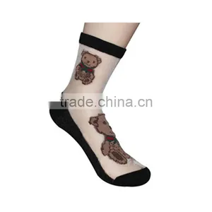 Hot Sales Colorful Ultrathin Transparent Beautiful Socks Calcetines Pink Elastic Sock for Womens Crystal Lace Short Women Sock thumbnail-1