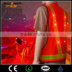 China Reflective Safety Vest at Red Color With LED Lights thumbnail-2