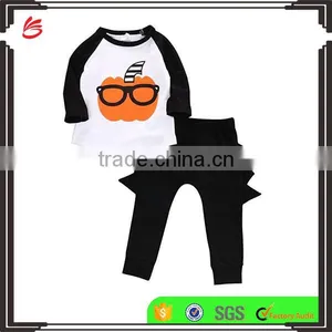 Baby Boys 2 Pcs Kids Halloween Costume Pumpkin Pattern T-shirt And Pants Set thumbnail-1