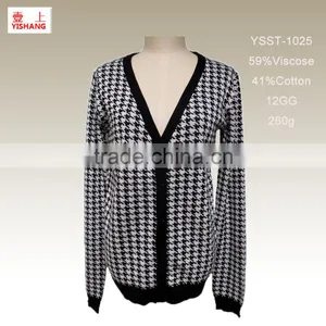 Jacquard Regular Pattern Sweater Design for Lady Fashion Sweater 59%Viscose 41%Cotton 12GG thumbnail-1