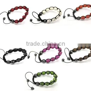 Mixed Halloween Skull Stone Hematite Beads Braiding Adjustable Bracelets 23cm thumbnail-1