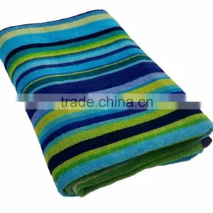 100% Cotton Colored Striped Yarn Dyed Jacquard Beach Towel thumbnail-1