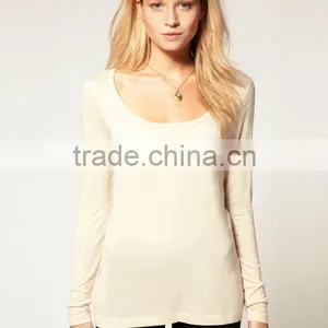 New Fashion Women Long Sleeve Plain T-shirt thumbnail-1