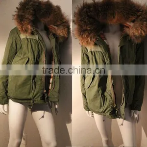 Army Green Coat 100% Cashmere Coats Lined With Hooded Jacket Faux Fur Coat for Sale thumbnail-1