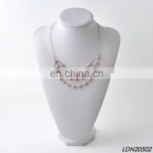 Latest Fashion Layered Mauve Pearl Beaded Necklace thumbnail-1